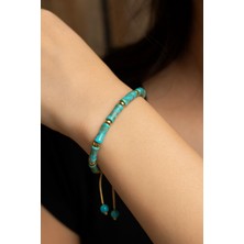 Valkyrie Doğal Turkuaz Taşlı Bileklik Ayarlanabilir El Yapımı Unisex Bileklik Iç Huzur ve Denge Taşı
