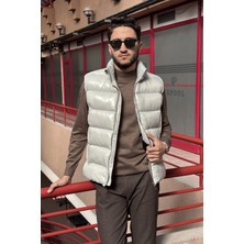 İnpool Erkek, Dik Yaka, Metal Fermuarlı, Cep Detaylı, Parlak Kumaş, Yelek 2486