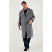 Buratti Loose Fit Kruvaze Yaka Uzun Astarlı Kaşe Kaban Erkek Kaban 681003