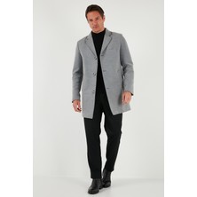 Buratti Slim Fit Tek Yırtmaçlı Düğmeli Mono Yaka Kaşe Kaban Erkek Kaban 5840098