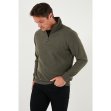 Buratti Pamuklu Regular Fit Yarım Fermuarlı Dik Yaka Kazak Erkek Kazak 456112