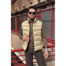 İnpool Erkek, Dik Yaka, Metal Fermuarlı, Cep Detaylı, Parlak Kumaş, Yelek 2486