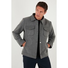 Buratti Slim Fit Ceket Yaka Astarlı Kaşe Kaban Erkek Kaban 58400347