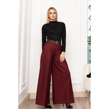 MissVina Dikiş Pileli Bol Paça Kemerli Pantolon 30183