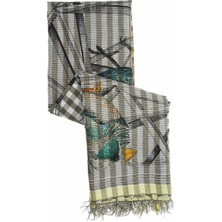 ROMAN Kuş Desenli Çizgili Kadın Şal Standart Renk Y1984222_089