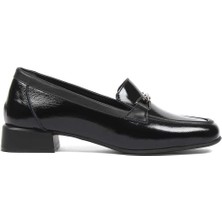 Celal Gültekin Kadın Siyah Kalın Topuklu Rugan Deri Loafer