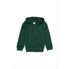 U.S. Polo Assn. Erkek Çocuk Koyu Yeşil Basic Kapüşonlu Sweatshirt 50308439-VR079