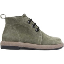 Celal Gültekin Kadın Haki Bağcıklı Süet Deri Bot