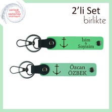 Miawiki Gemi Desenli Deri Anahtarlık, Yelken Sever Dostlara Kalıcı Hediye Seçeneği, Fıstık Yeşil-Açık Yeşil