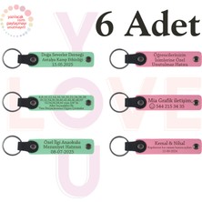 Miawiki Yeşil & Pembe, Aile Buluşmalarına Küçük Hatıra, 6’lı Set, Isim Yazılabilen Deri Anahtarlık