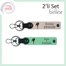 Miawiki Kız Sporcuya Güç Veren Armağan, Tekvando Desenli Deri Anahtarlık Takımı, Pudra-Açık Yeşil