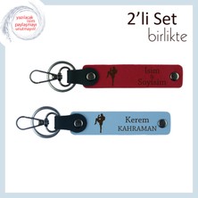 Miawiki Erkek Sevgiliye Kalıcı Güç Simgesi Hediye, Boks Motifli Yazılabilir Anahtarlıklar, Kırmızı-Gök Mavi