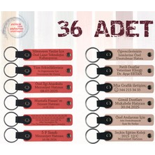 Miawiki N Çiçeği & Pudra, 36’lı Set, Isim Yazılabilir Deri Anahtarlık, Kurumsal Fuar Ziyaretçilerine Armağan