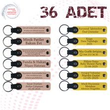 Miawiki Pudra & Sarı, Nişan Törenine Katılanlara Özel Sürpriz, 36’lı Set, Isim Yazılabilir Anahtarlık