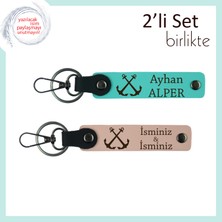 Miawiki Yelkenliyle Geçen Ilk Yazın Hatırası, Çıpa Motifli 2’li Deri Anahtarlık Set, Turkuaz-Yavru Ağzı