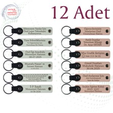 Miawiki Beyaz & Pudra, Bebek Mevlüdüne Özel Hediye, 12’li Set, Kişiye Özgü Yazılı Deri Hatıra