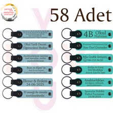 Miawiki Gök Mavi & Turkuaz, 58’li Set, Isimli Deri Anahtarlık, Anaokulu Mezuniyetine Özel Hatıra