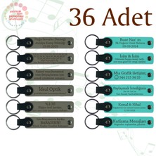 Miawiki Kül Gri & Turkuaz, 36’lı Set, Isim Yazılabilir Deri Anahtarlık, Söz Törenine Katılanlara Özel Anı