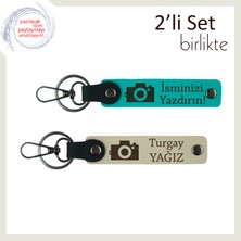 Miawiki Lens Arkasında Aşk, Fotoğrafçıya Özel Kişisel 2’li Anahtarlık Hediyesi, Koyu Turkuaz-Sütlü Kahve