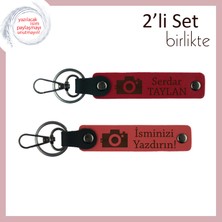 Miawiki Deklanşör Anıları Yakalasın, Kamera Temalı Isme Özel 2’li Anahtarlık Hediyesi, Kırmızı-Nar Çiçeği