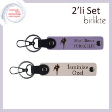 Miawiki Tekvando Temalı Uyumlu Tasarım, Kız Sporcuya Doğum Günü Hediyelik Anahtarlık, Mor Menekşe-Pudra