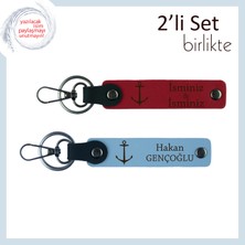 Miawiki Çapa Temalı Öğrenciye Kalıcı Mezuniyet Hatırası, Gemici Desenli Deri Set, Kırmızı-Gök Mavi