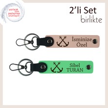 Miawiki Deniz Temalı Tasarımıyla Fark Yaratan Hediye, Çıpa Motifli Deri Anahtarlık, Yavru Ağzı-Fıstık Yeşil