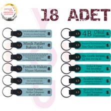 Miawiki G Mavi & K Turkuaz, Fen Bilimleri Öğretmeninden Karne Hediyesi, 18’li Set, Mesajlı Deri Anahtarlık