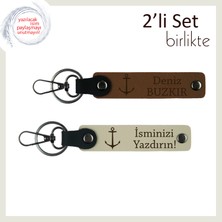 Miawiki Yat Için Uygun Hediye, Isim Yazılabilir 2’li Anahtarlık, Kişisel Hediyelik, Açık Kahve-Sütlü Kahve