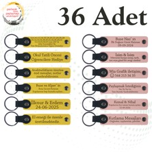 Miawiki Sarı & Yavru Ağzı, 36’lı Set, Dönem Bitişi Için Hazırlanmış Sınıf Hediyesi, Isim Yazılan Anahtarlık