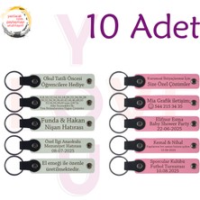 Miawiki Beyaz & Pembe, Kına Gecesi Davetlilerine Anlamlı Anı, 10’lu Set, Tarih ve Isimli Deri Anahtarlık