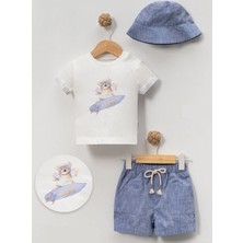 Lamato Baby Yazlık Sörfçü Baskılı Bucket Şapkalı Bebe Erkek 2'li Takım