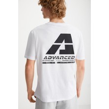 Grimelange ELIJAH Baskılı Bisiklet Yaka %100 Pamuk Beyaz T-Shirt