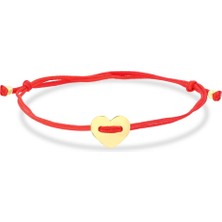 Koçak 14 Ayar Kalp Altın Kırmızı Ipli Bileklik