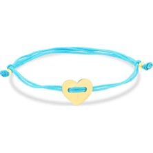 Koçak 14 Ayar Kalp Altın Mavi Ipli Bileklik