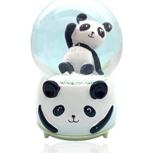Casaba Hediyelik Müzikli Renk Değişiren Işıklı Kar Püskürtmeli Panda Tasarımlı Kar Küresi