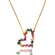 Masaliko Kalp İthal Gümüş Kolye 925 Ayar Zirkon Taşlı Kadın Kolye MS2791