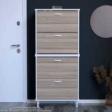 Modilayn UMAY' 2 Li Antre Hol 72x168x26 cm’ lik 4 Düşer Kapak 8 Göz Bölmeli Ayakkabılık