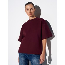Dilvin 31975 Kısa Kollu Oversize T-Shirt-Bordo