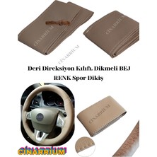 Çınarrium Pınaxar Peugeot 406 Yerli Üretim Suni Deri Direksiyon Kılıfı, Dikmeli Bej Renk Spor Dikiş