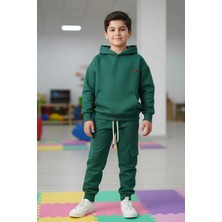Koçak Kids Kapüşonlu ve Kanguru Cepli Yeşil Renk Erkek Çocuk Eşofman Takım