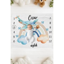 Lilabio %100 Pamuk Isme Özel Bebek Fotoğraf Çekim Anı Örtüsü (120X100 Cm) Uçak