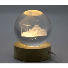 3D Istanbul Temalı Kristal Cam Küre LED Lamba Model 1