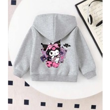 Punix Kids Punıx Kıds Özel Tasarım Kuromi Sırt Baskılı Kapüşonlu Kışlık Kız Çocuk Sweatshırt