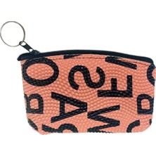 Casaba Hediyelik Bozuk Para Cüzdanı Anahtarlık Yazılı Desenli Ten Rengi