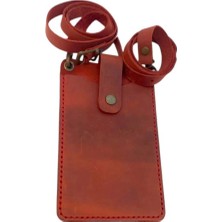 Casaba Hediyelik El Yapımı Hakiki Crazy Deri Telefonluk Kırmızı