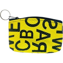 Casaba Hediyelik Bozuk Para Cüzdanı Anahtarlık Yazılı Desenli Sarı Renk