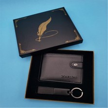 Casaba Hediyelik Kişiye Özel Anahtarlık Cüzdan Siyah Set Tüylü Kutu