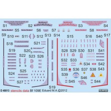 Eduard D48013 1/48 Ölçek, Bf 109E Stencils Maket Detay Se