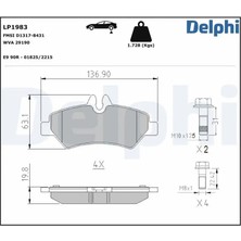 Delphi LP1983 Arka Fren Balatasi 2E0698451 2E0698451H A0044206920